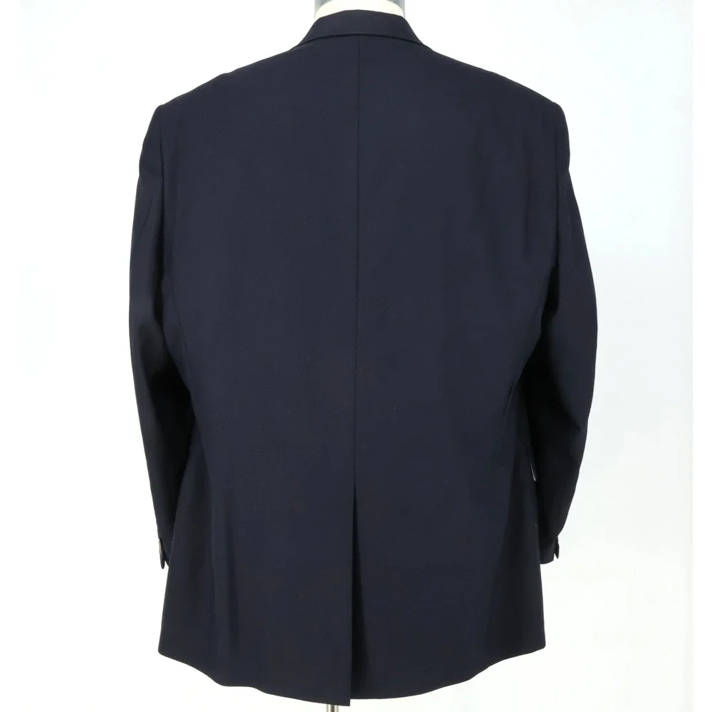 Hart Schaffner Marx Sport Coat Mens 52L Navy Blue Wool Jacket Gold Trumpeter